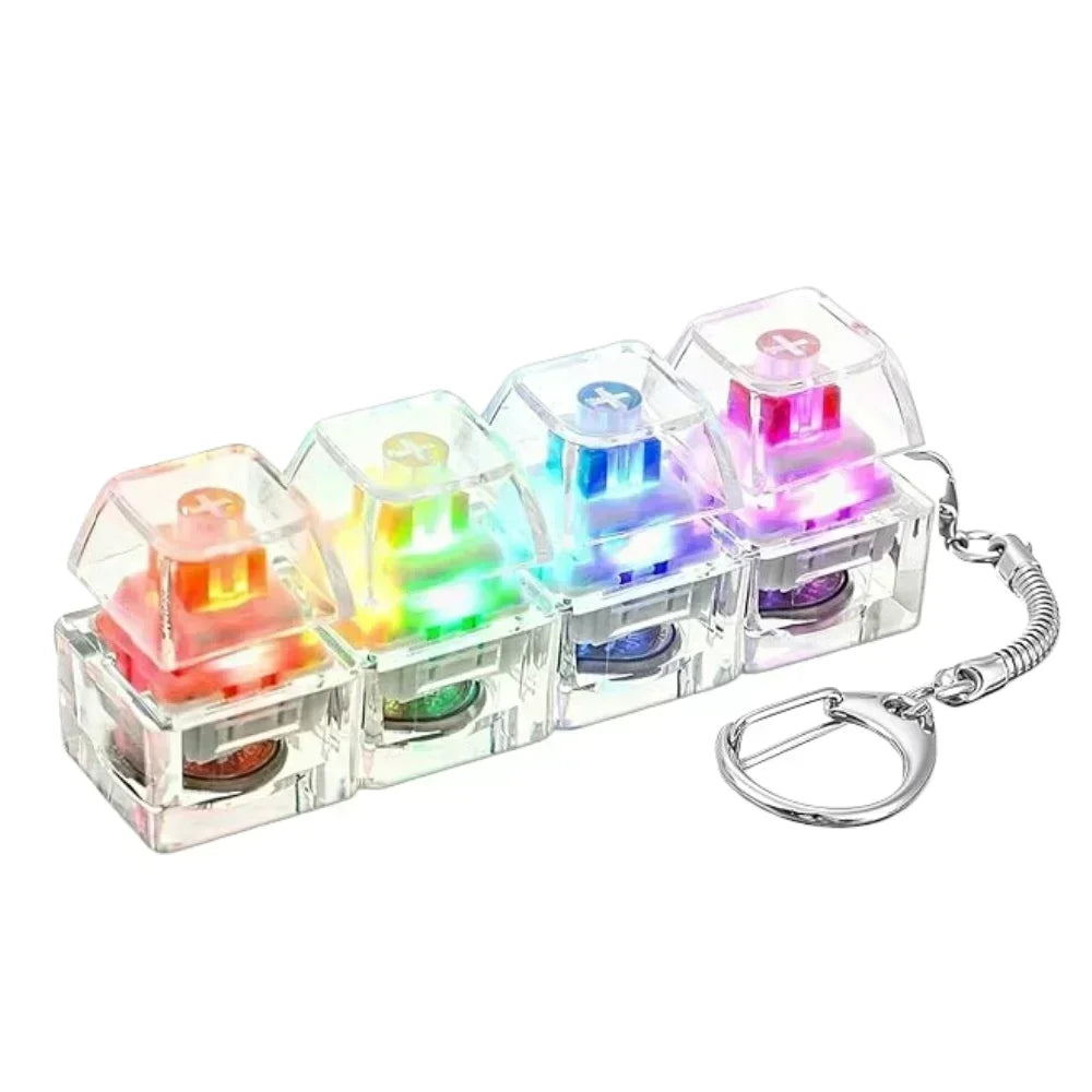 LED Keyboard Keychain Fidget Toy, Clickable Light-Up Button Stress Relief Gadget