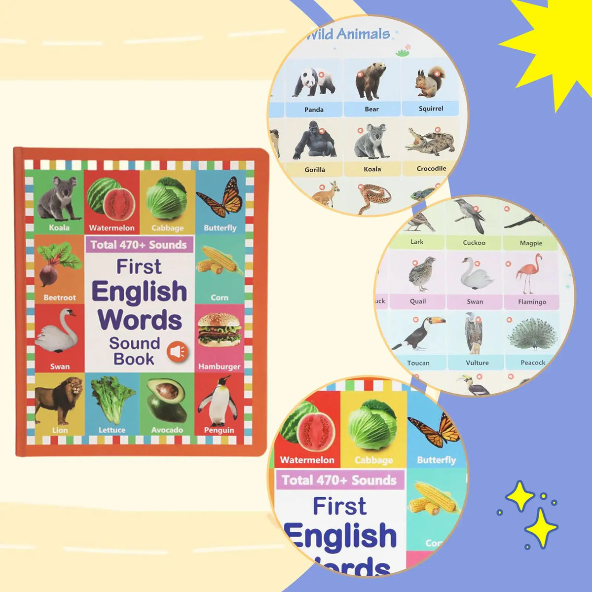 English Talking Sound Book for Kids, Interactive Audio Learning Book with Point-to-Read Educational Activities
