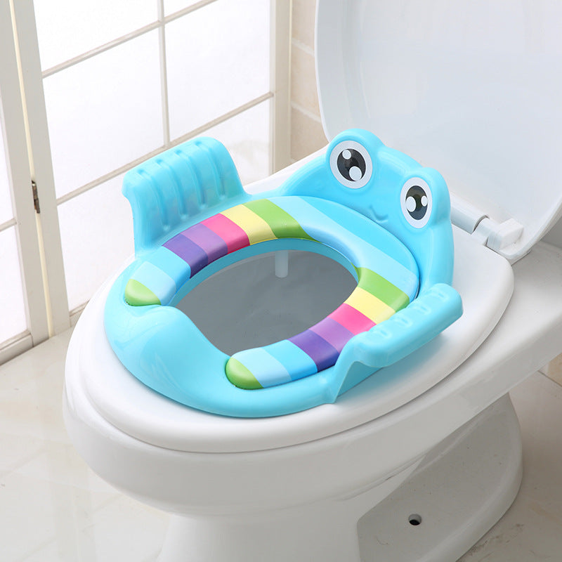 Baby toilet training seat with adjustable non-slip pads made from durable PP material for safe and comfortable toddler potty training.
