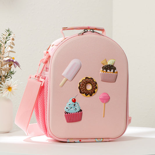 Cute insulated lunch bag for kids with portable thermal design for food, lunch, snacks, and cold drinks.