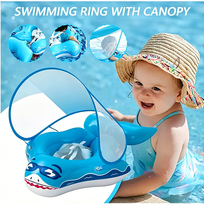 Inflatable baby swimming ring with adjustable safety seat for infants and toddlers aged 3–36 months, designed for comfortable pool play