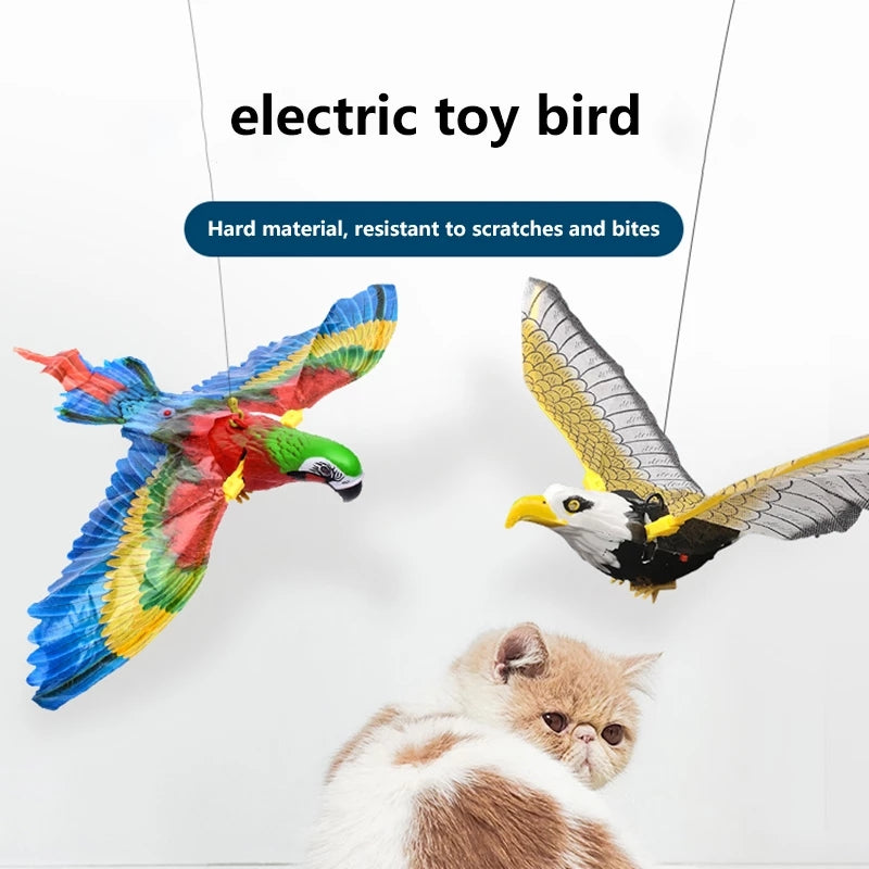 Interactive hanging eagle bird flying teaser toy for cats