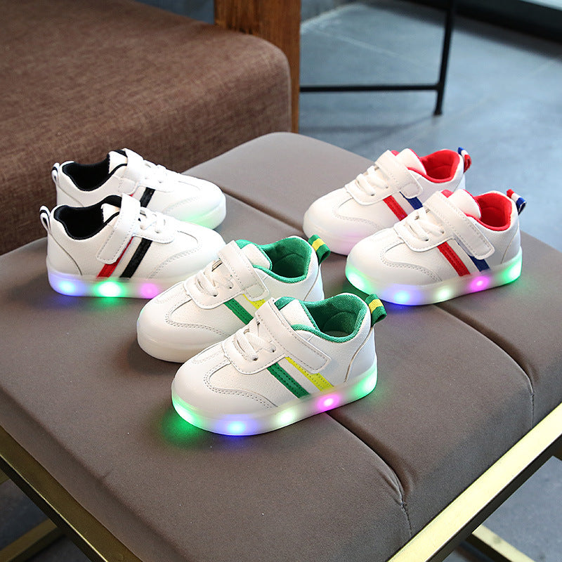 Kimmy white LED light up sneakers for kids