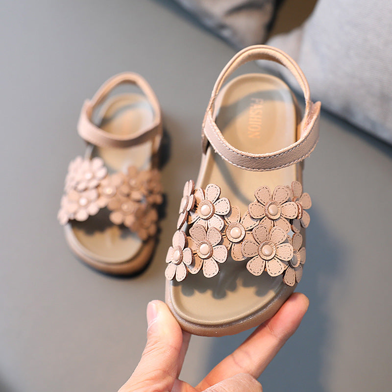 Korean kids flower soft-sole beach shoes for summer