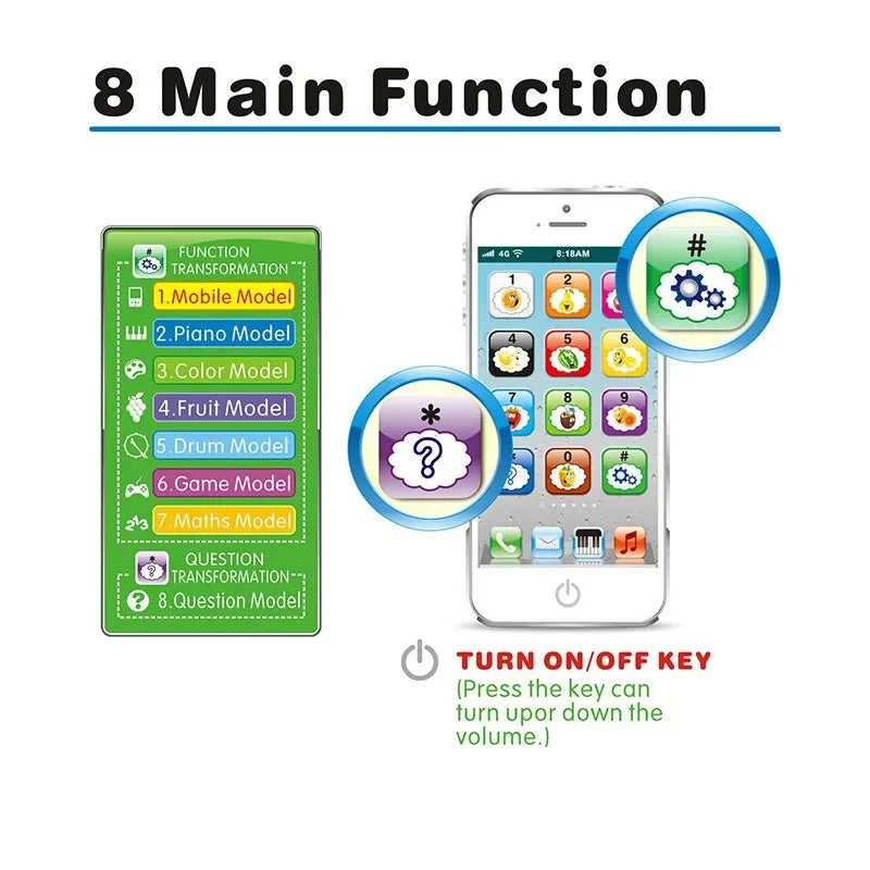 Kids Simulation Phone Toy | Musical English Learning Mobile with Lights & Sounds