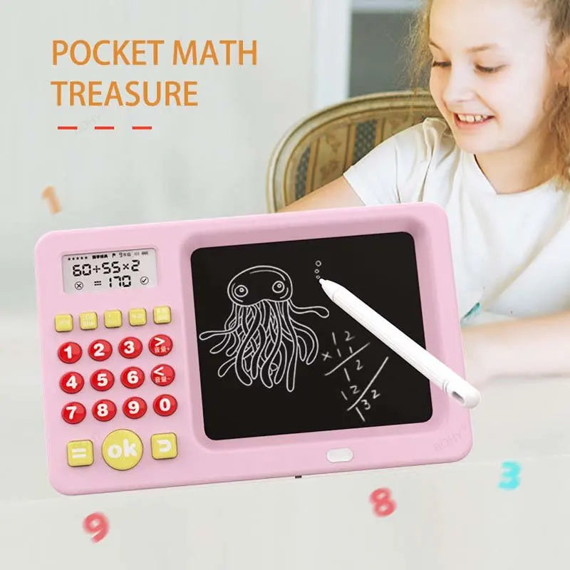 Kids LCD Writing Tablet with Calculator, USB Handwriting Drawing Board for Math & English Learning
