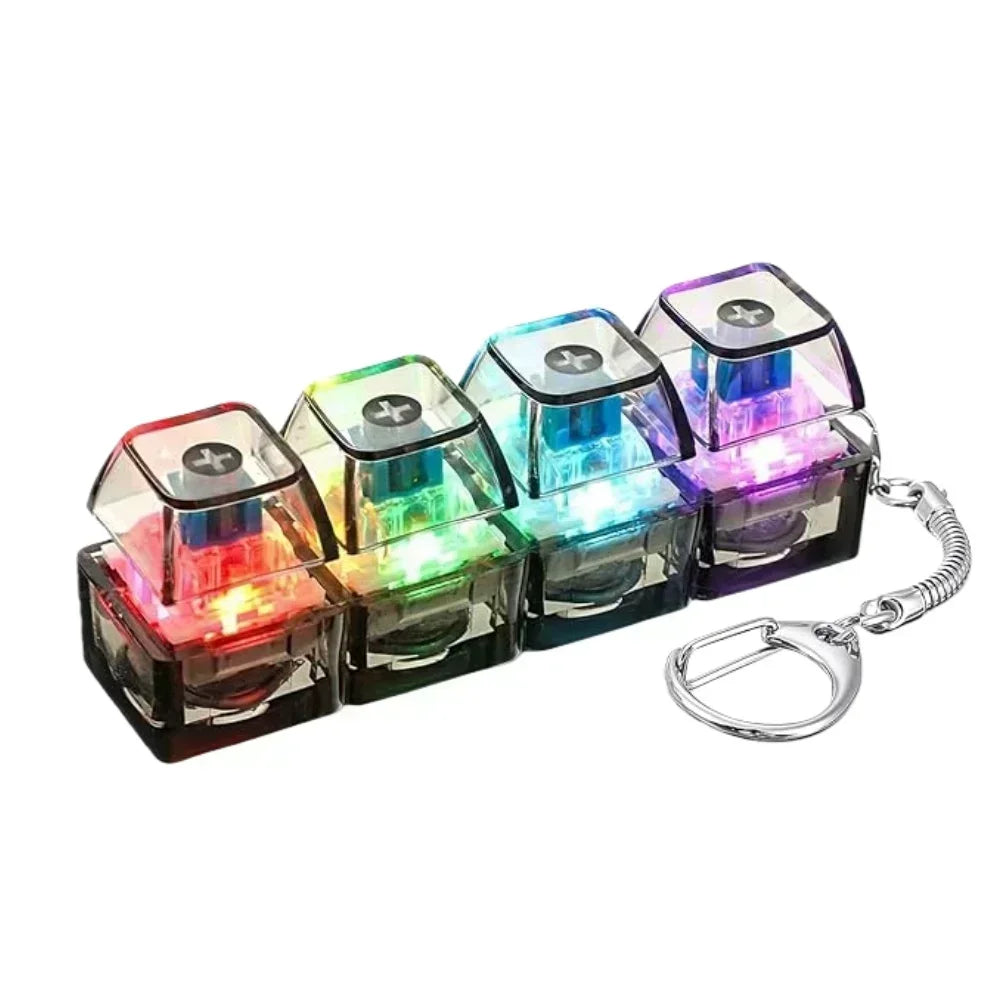 LED Keyboard Keychain Fidget Toy, Clickable Light-Up Button Stress Relief Gadget