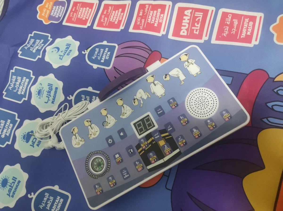 Kids Arabic Interactive Prayer Rug for Children | Electronic Muslim Prayer Mat with Digital Speaker