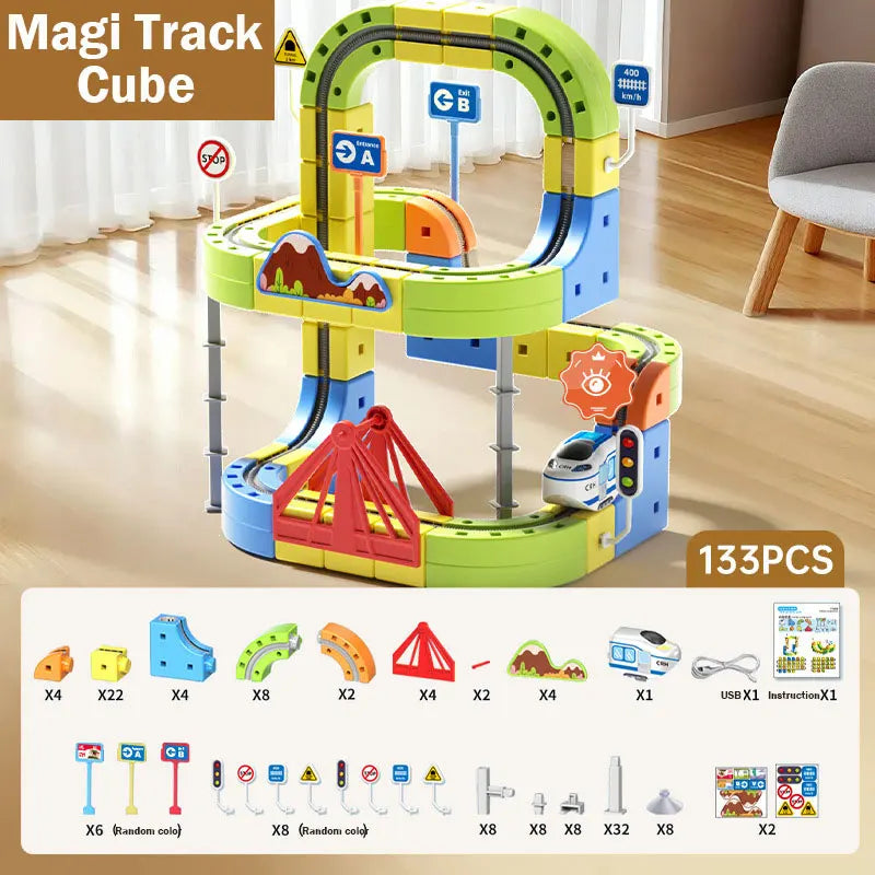 Magic Track Car DIY Building Block Toy for Kids
