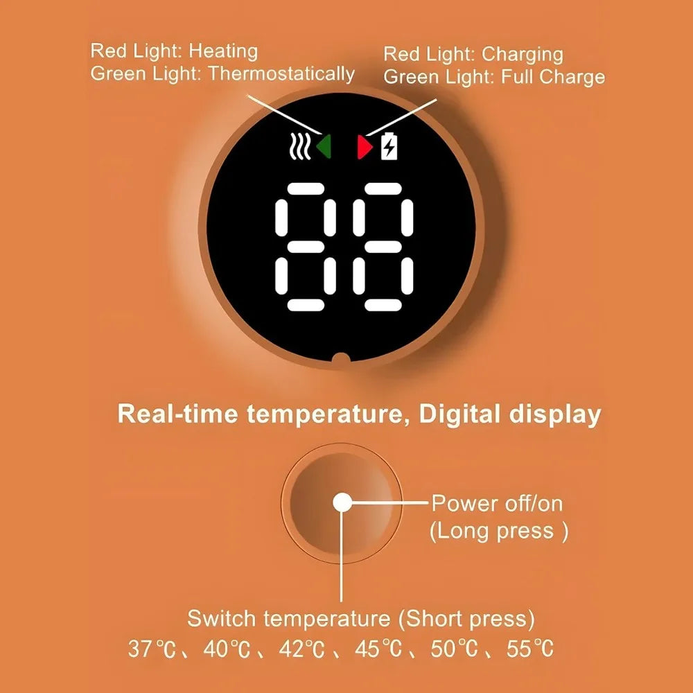 Rechargeable Baby Bottle Warmer, 6-Level Temperature Control with Display