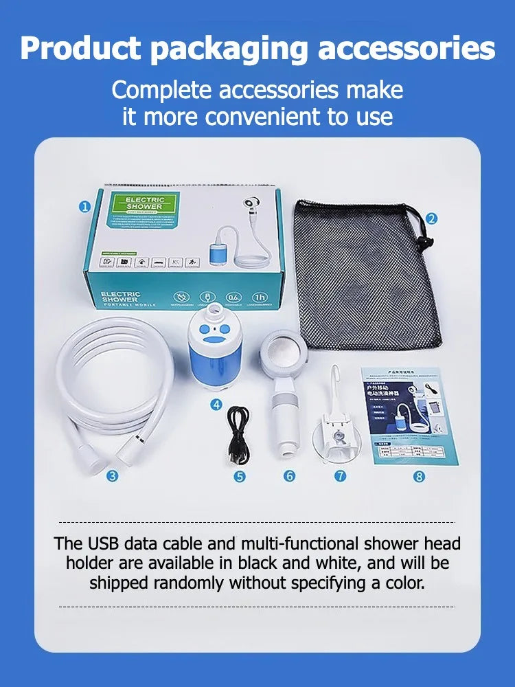 Portable Camp Shower, Rechargeable Outdoor Camping Shower with Multiple Spray Modes for Hiking, Travel, RV & Pets