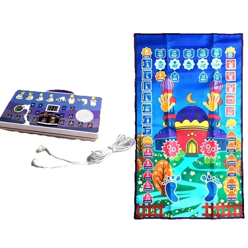 Kids Arabic Interactive Prayer Rug for Children | Electronic Muslim Prayer Mat with Digital Speaker