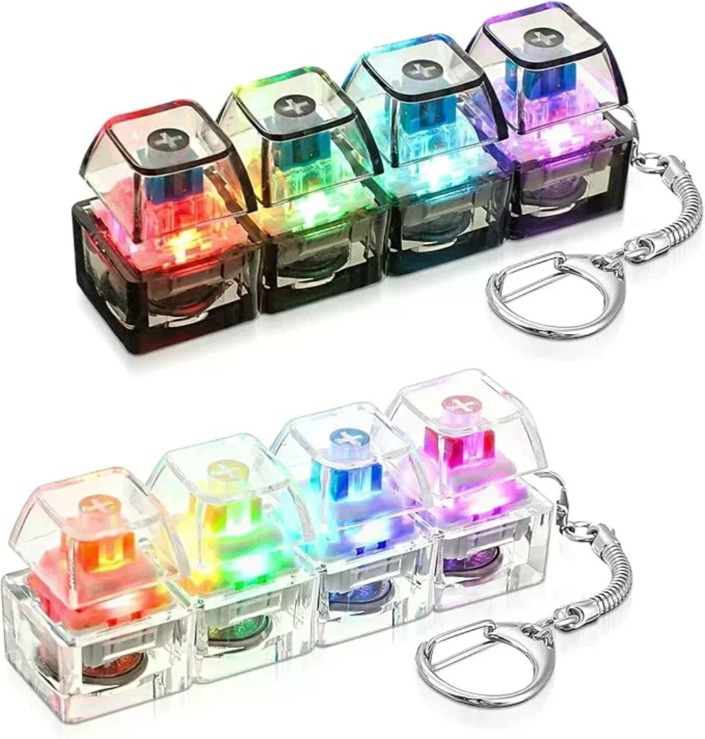 LED Keyboard Keychain Fidget Toy, Clickable Light-Up Button Stress Relief Gadget