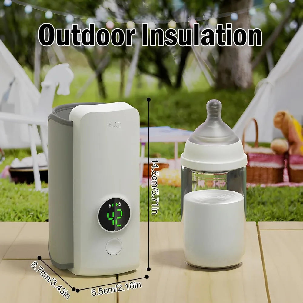 Rechargeable Baby Bottle Warmer, 6-Level Temperature Control with Display