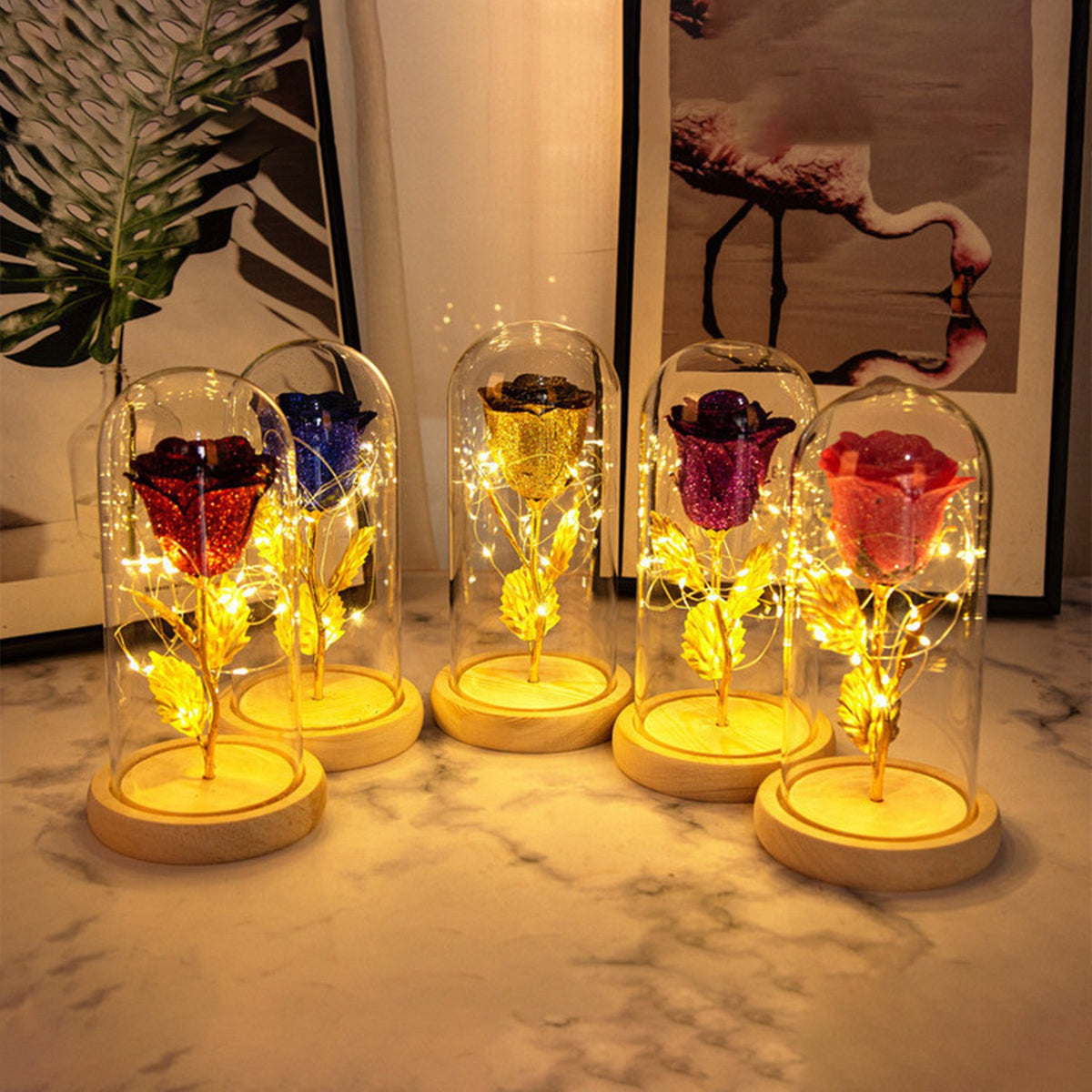 Eternal rose LED light in glass dome romantic Valentine's Day gift for girlfriend